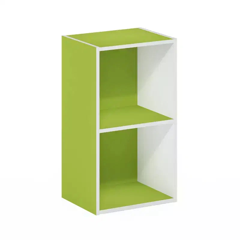 Scaffale Decorativo Aperto a 2 Ripiani, Tavolino da Notte, Tavolino da Divano, Contenitore, Libreria, Verde/Bianco