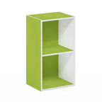 Scaffale Decorativo Aperto a 2 Ripiani, Tavolino da Notte, Tavolino da Divano, Contenitore, Libreria, Verde/Bianco
