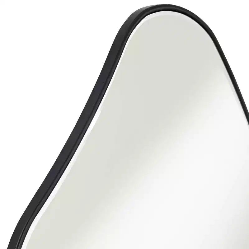 Cavandish Specchio da Parete Curvo Astratto Rotondo con Cornice in Legno Nero Opaco, Bordo Smussato, Moderno, 71 cm, per Bagno