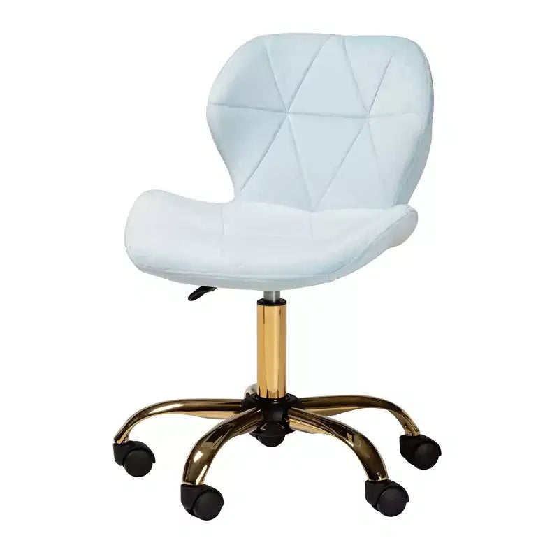 Sedia da ufficio girevole Savara in tessuto di velluto e metallo, in stile contemporaneo, glamour e di lusso