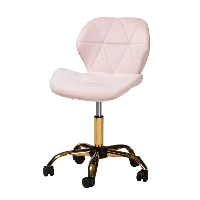 Sedia da ufficio girevole Savara in tessuto di velluto e metallo, in stile contemporaneo, glamour e di lusso