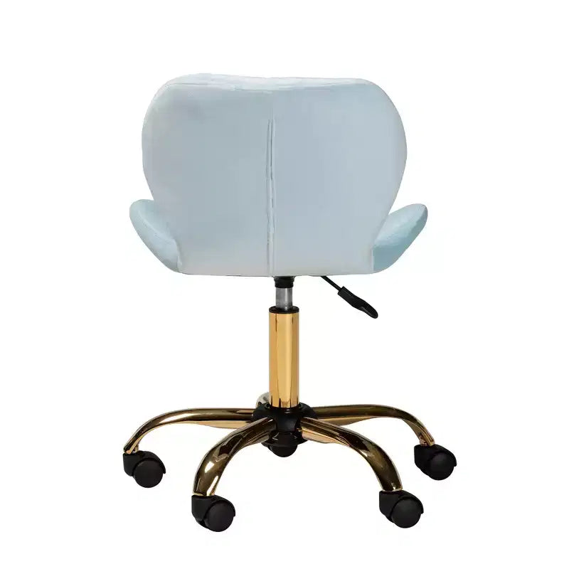 Sedia da ufficio girevole Savara in tessuto di velluto e metallo, in stile contemporaneo, glamour e di lusso