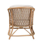 Poltrona Patsy Bohemien Moderno in Tessuto Bianco e Rattan Naturale Marrone