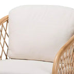Poltrona Patsy Bohemien Moderno in Tessuto Bianco e Rattan Naturale Marrone