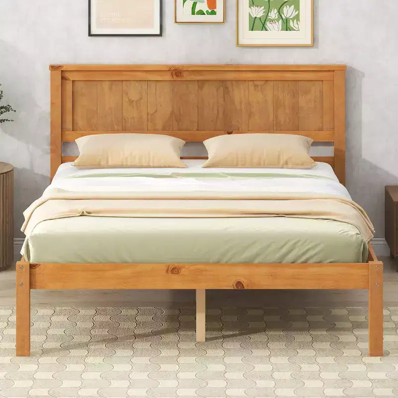 Struttura letto in legno Queen/Full/Twin con testiera 4W