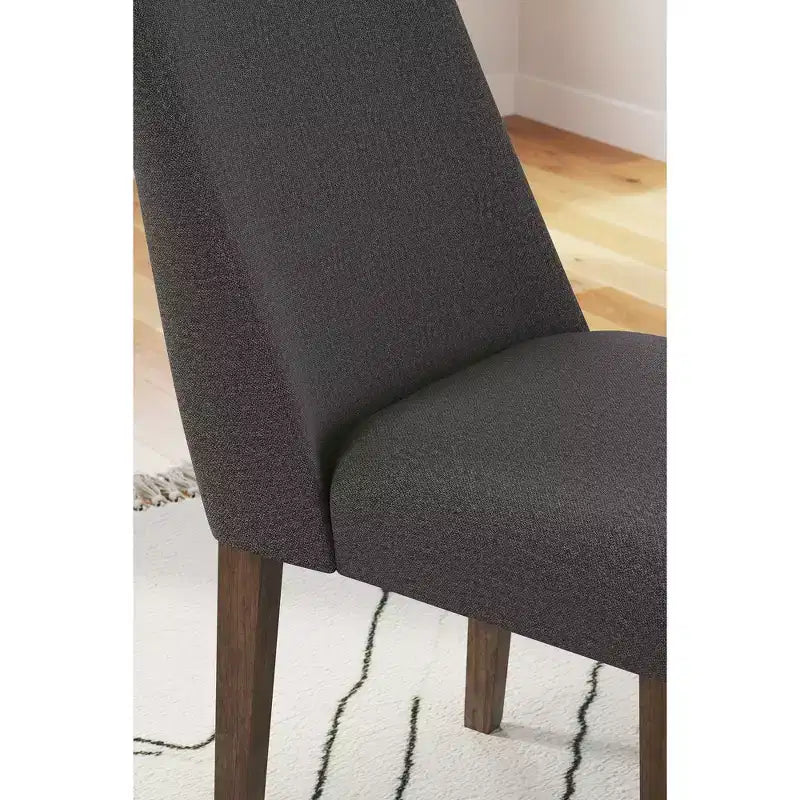 Sedia imbottita Lyncott per sala da pranzo moderna con cuscino in schiuma, grigio scuro e marrone