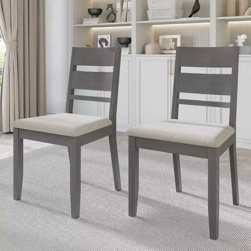 Sedia da pranzo in legno con rivestimento grigio caldo ( )
