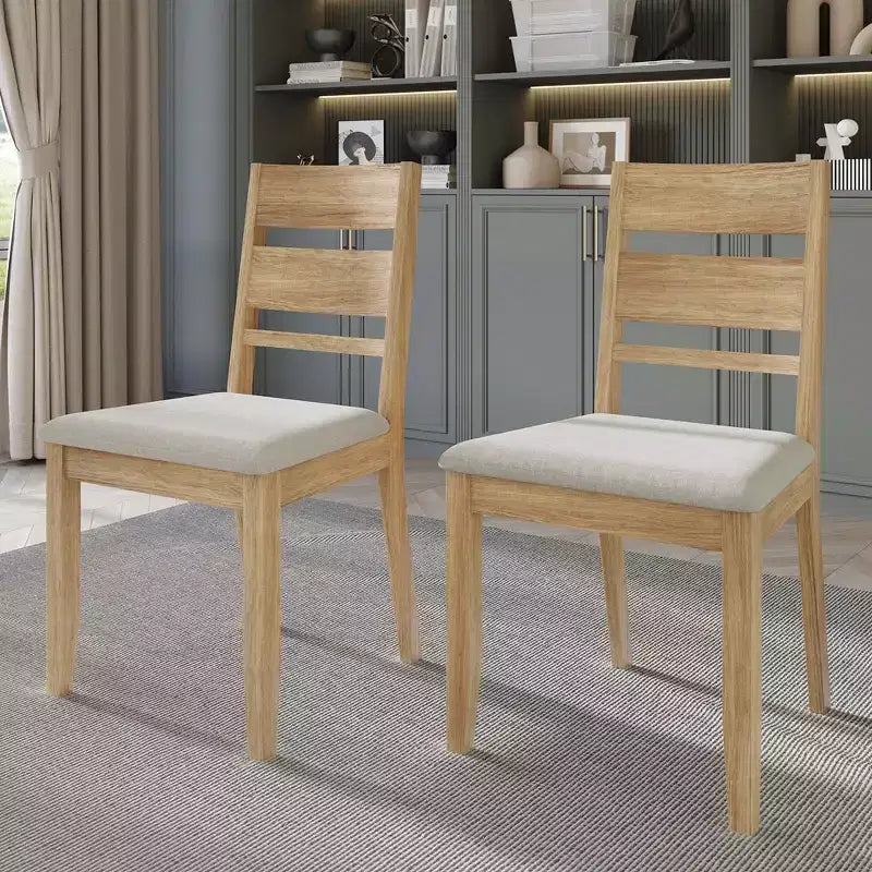 Sedia da pranzo in legno con rivestimento grigio caldo ( )