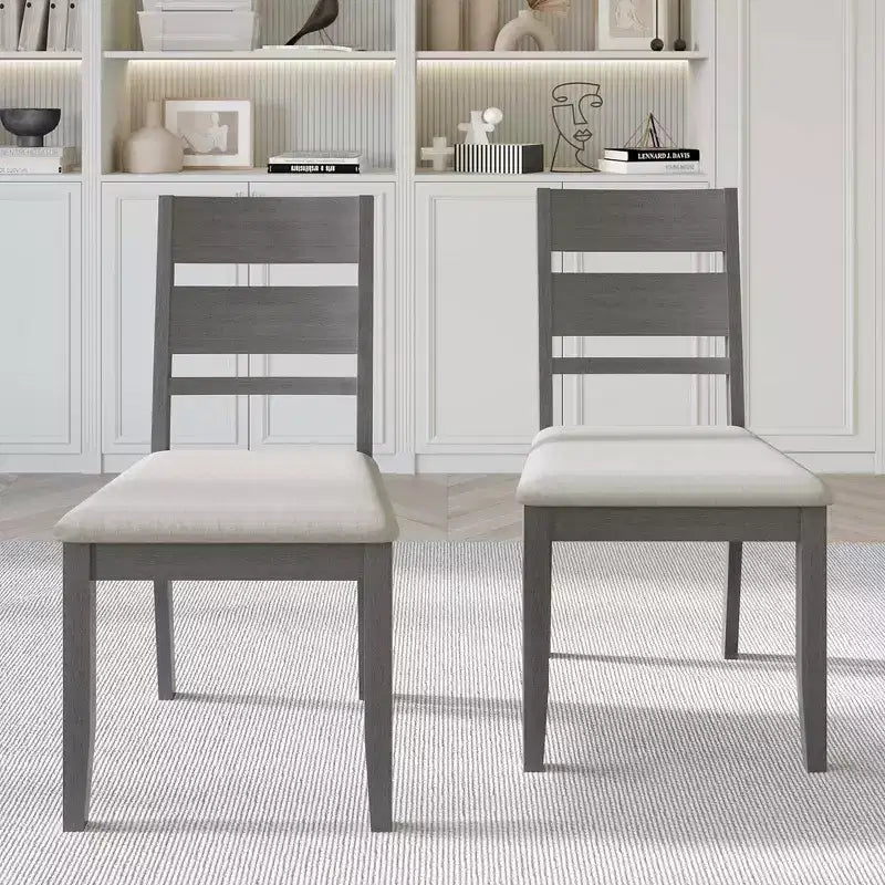 Sedia da pranzo in legno con rivestimento grigio caldo ( )
