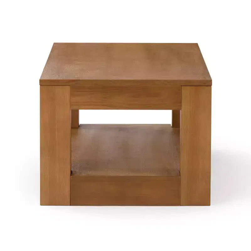 Tavolino da caffè moderno rettangolare da 40" con ripiano, tavolo in legno massello con contenitore