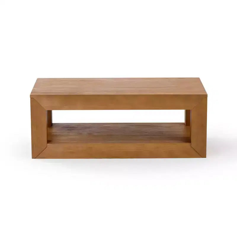 Tavolino da caffè moderno rettangolare da 40" con ripiano, tavolo in legno massello con contenitore
