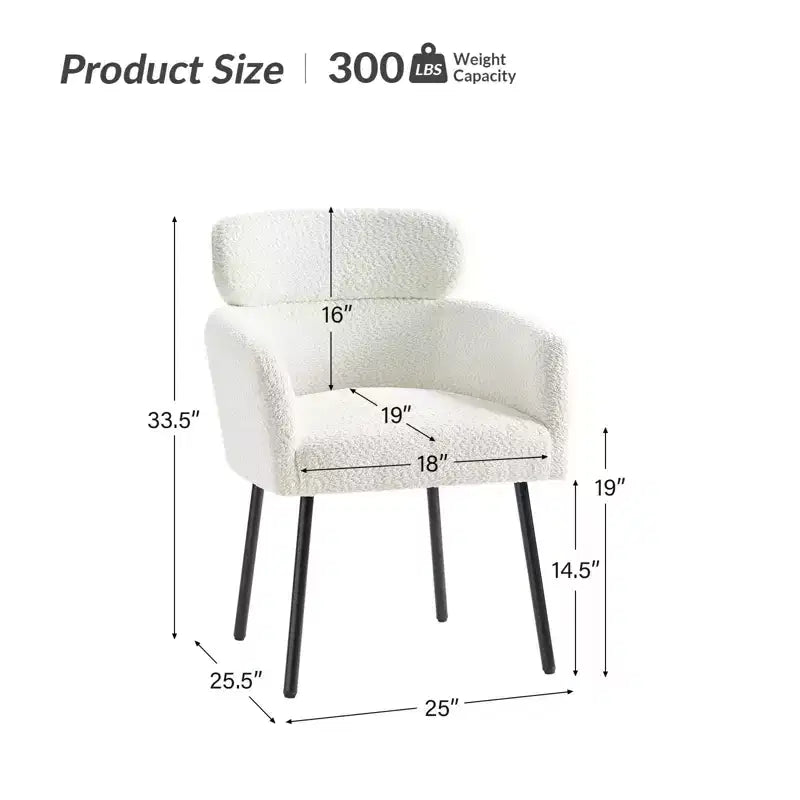 Sedia da pranzo Curt Boucle con schienale rialzato e gambe in metallo
