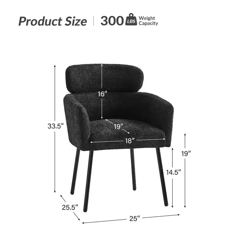 Sedia da pranzo Curt Boucle con schienale rialzato e gambe in metallo