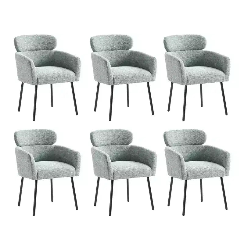 Sedia da pranzo Curt Boucle con schienale rialzato e gambe in metallo