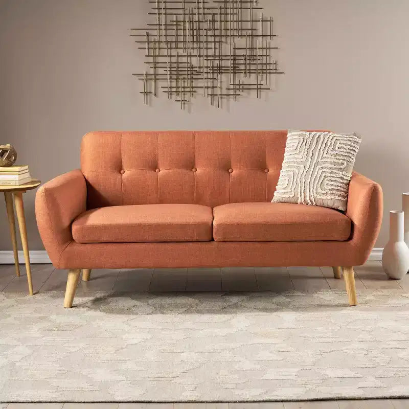Divano a 2 posti Sheena Mid-Century Modern 67.25, imbottito e trapuntato