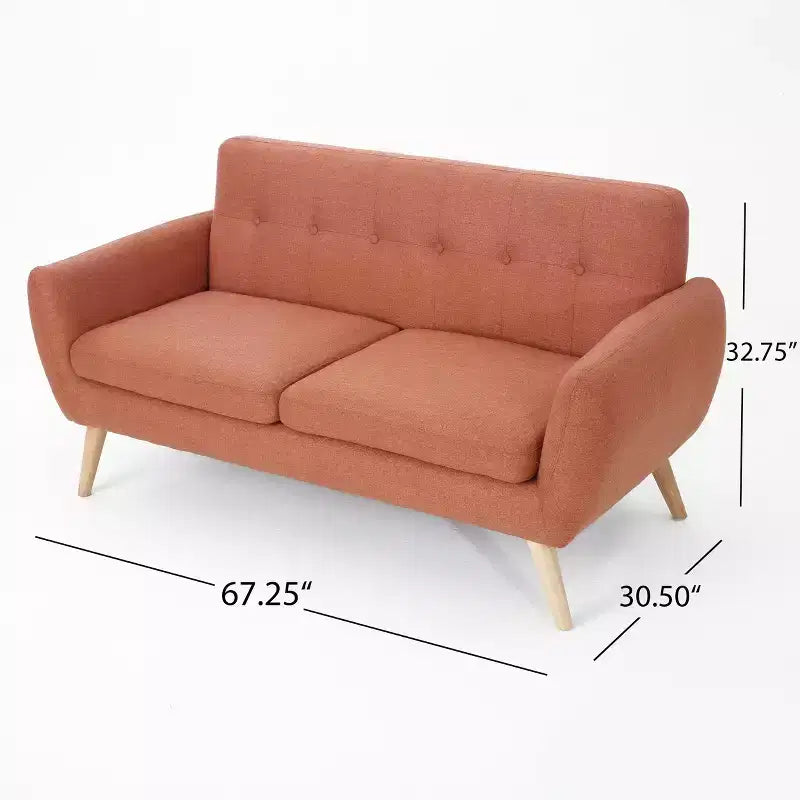 Divano a 2 posti Sheena Mid-Century Modern 67.25, imbottito e trapuntato