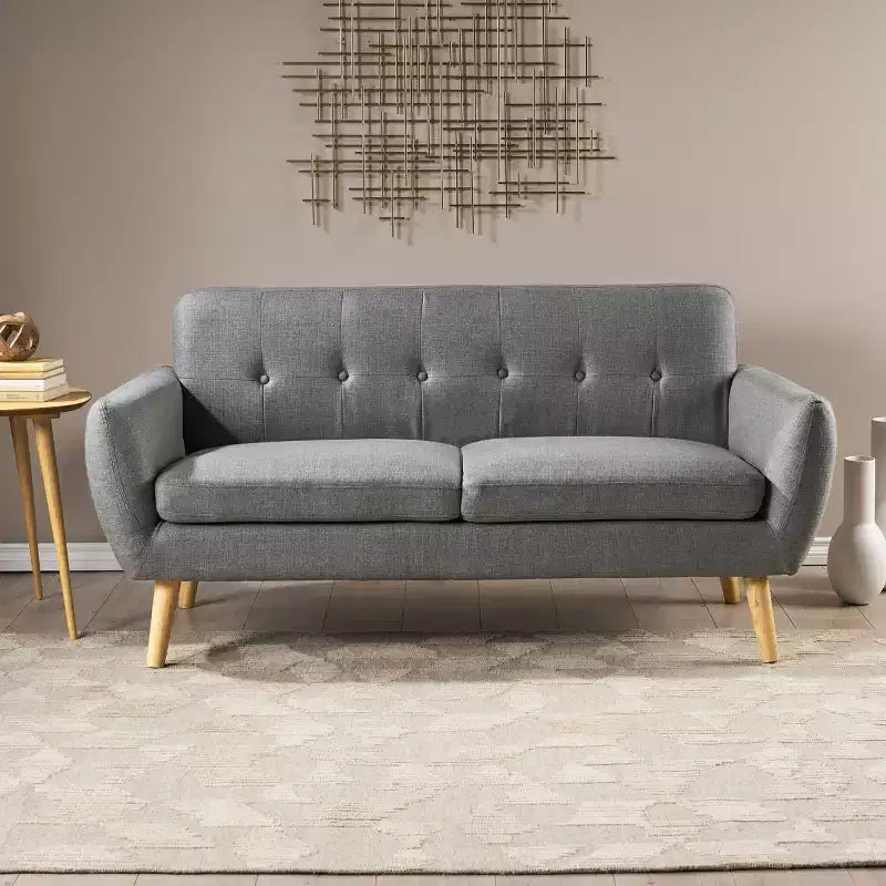 Divano a 2 posti Sheena Mid-Century Modern 67.25, imbottito e trapuntato