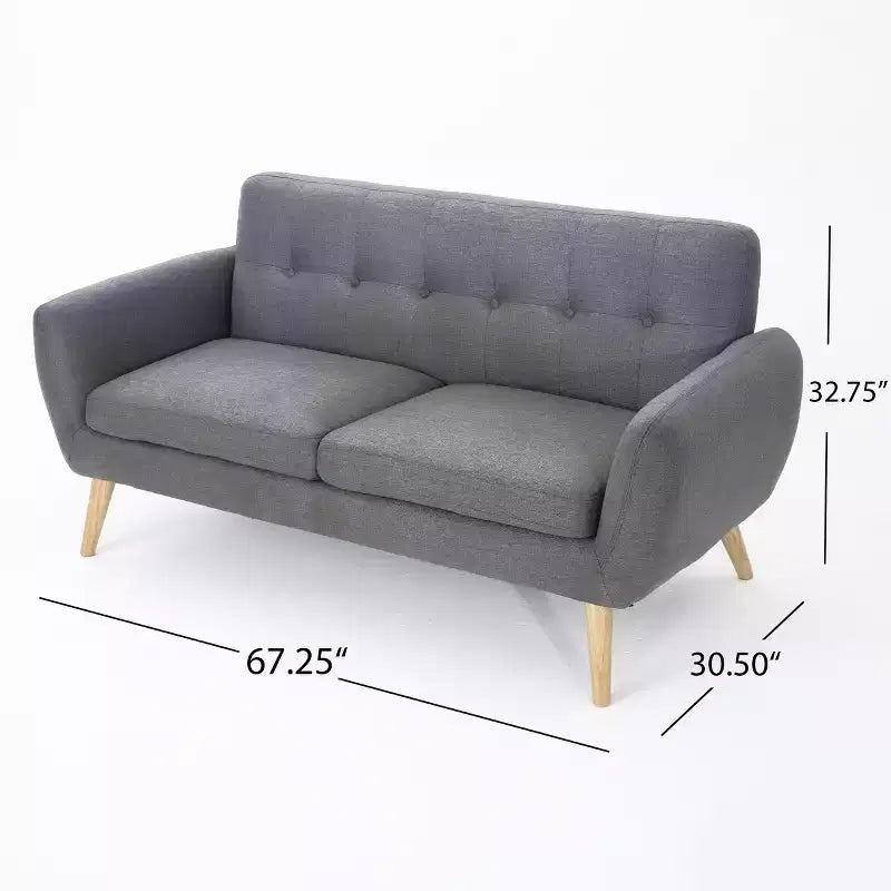 Divano a 2 posti Sheena Mid-Century Modern 67.25, imbottito e trapuntato