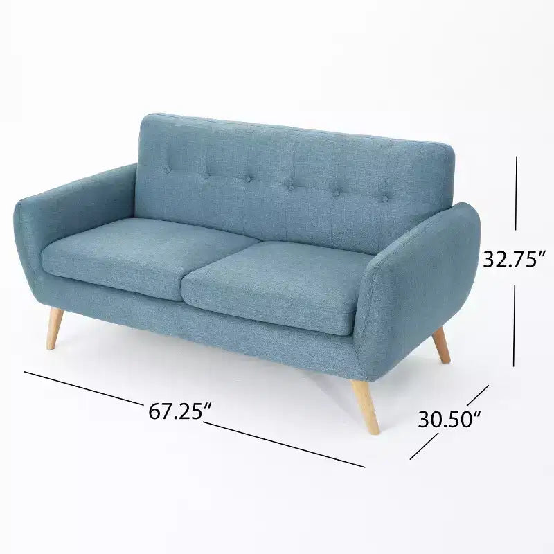 Divano a 2 posti Sheena Mid-Century Modern 67.25, imbottito e trapuntato